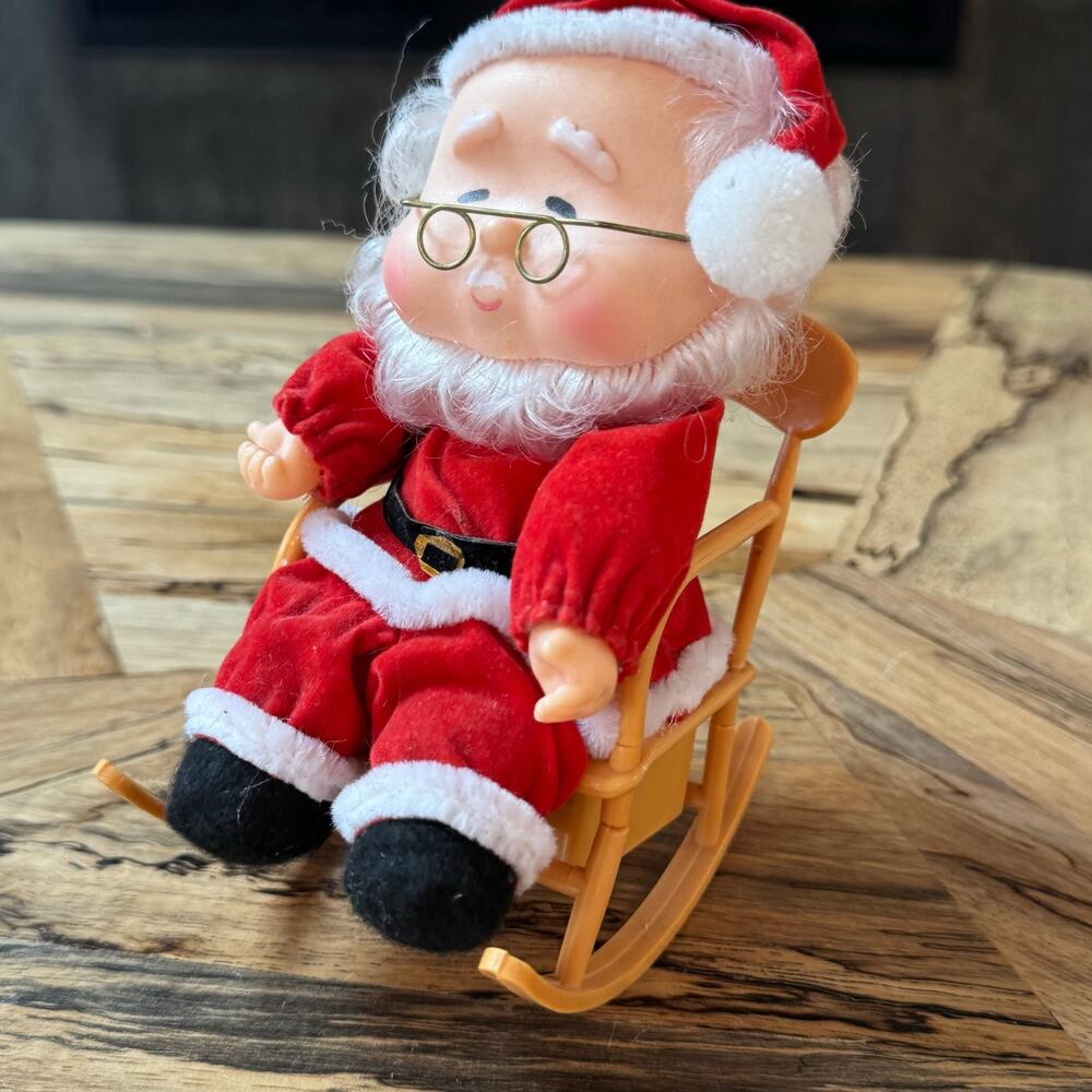 VTG Rockababies Musical Rocking Santa Claus Figure Wind Up Music Box Taiwan